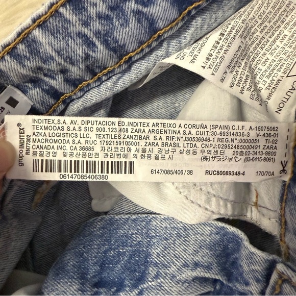 Zara High Waisted Mom Jeans Acid Wash Straight Leg Denim Size 6 - Picture 5 of 9